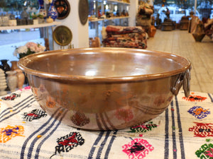 Old Handmade Large Size Copper Bowl with two Handles