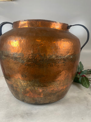 Old Copper Pot with iron handles