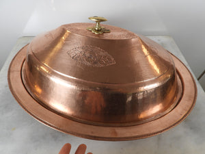 Large Handcrafted Copper Service Dish with Lid