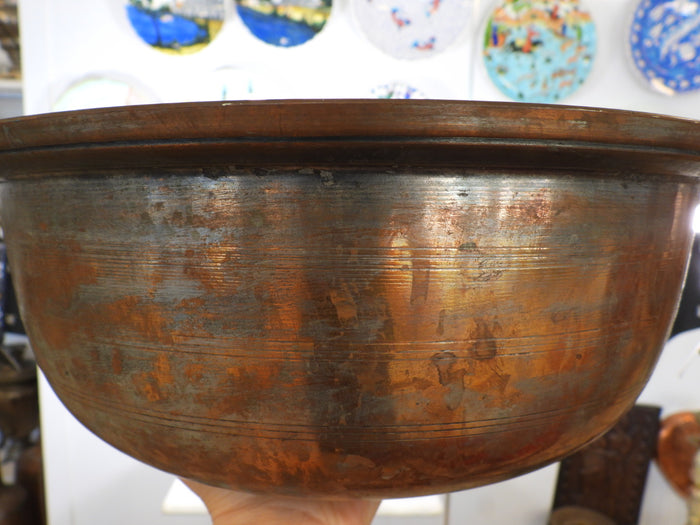 Old Large Handmade Copper Bowl