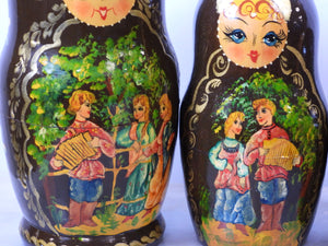 Vintage Ten Pcs Russian Fairy Tale Matryoshka Dolls