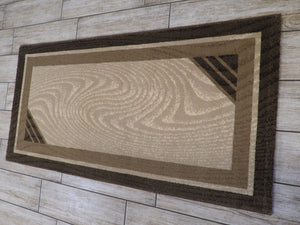 Beige & Brown Color Wool Rug 80x160 Cm