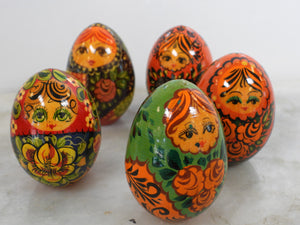 5 Handmade Wooden Russian Easter Eggs
