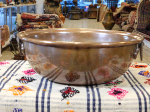 Old Handmade Large Size Copper Bowl with two Handles