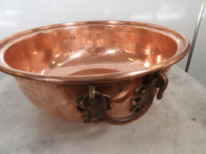 Old Handmade Large Size Copper Bowl with two Handles