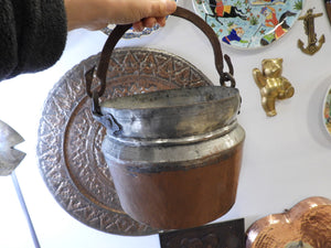 Old Copper Bucket with Iron Handle