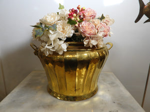 Hand Hammered large Brass Planter with Lion Head