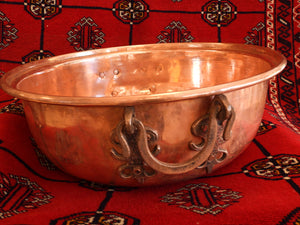Old Handmade Large Size Copper Bowl with two Handles