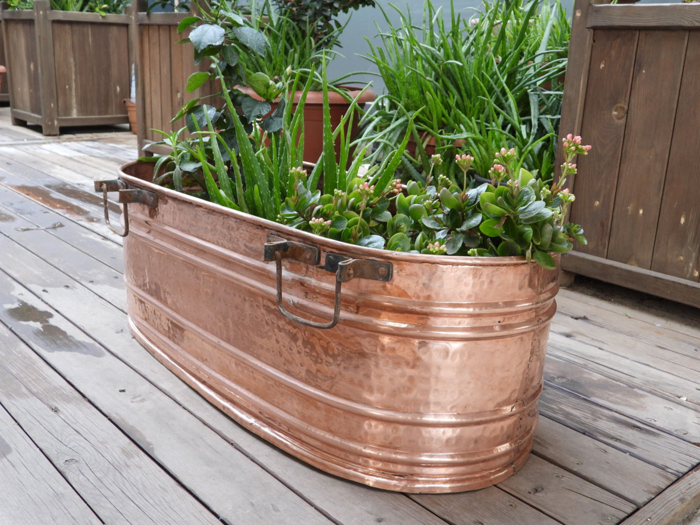 large outdoor copper plant pots Large Handmade Oval Copper planter – Ali's Copper Shop