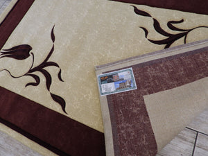 Beige & Red Color Machinemade Rug 150x234 Cm