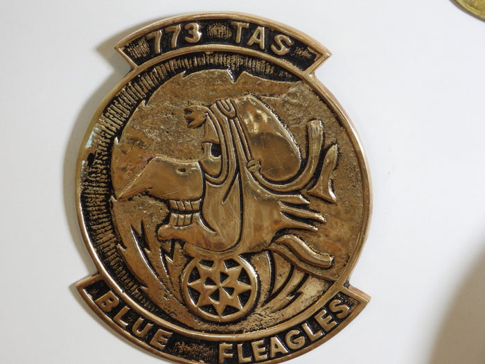 Blue Fleagles Brass Wall Plaque 773D TAS  Airlift Squadron Military USAF Air Force