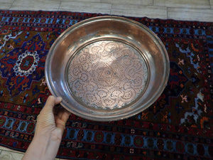 A Vintage Copper Colander With  Perforated Floral And Six Pointed Star