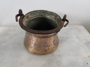 Old Copper Bucket with Iron Handle