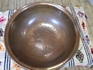 Old Handmade Large Size Copper Bowl with two Handles