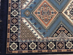 Blue Oriental Wool Machinemade Rug 80x150