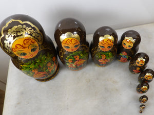 Vintage Ten Pcs Russian Fairy Tale Matryoshka Dolls