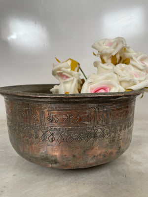 Old Handcrafted Copper Bowl
