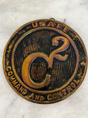 Vintage USAFE Command and Control (C^2) Solid Brass Wall Plaque / Medallion