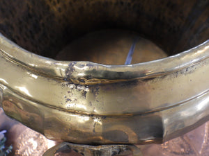 Hand Hammered large Brass Planter with Lion Head