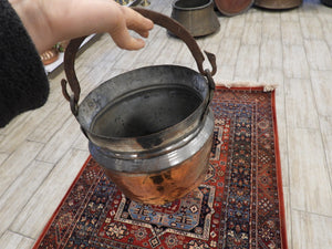 Old Copper Bucket with Iron Handle