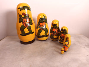 Vintage Handpainted 7 set of Teenage Mutant Ninja Turtles Nesting Dolls