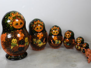 10 Pieces Handmade Russian Matryoshka Cats