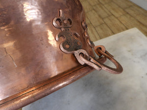 Hand Hammered Round Copper Cauldron Pot Planter with Copper Handles