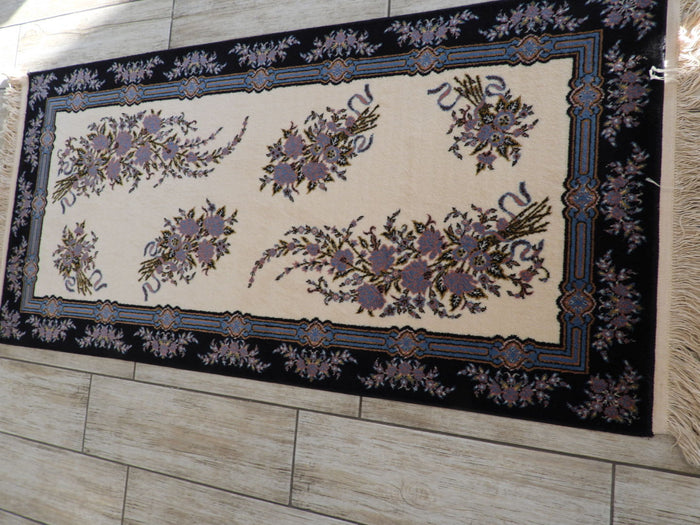 Beige &Purple Color Oriental Wool Rug