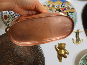 Small Handmade Oval Copper Planter