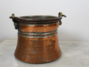 Old Copper Bucket with Iron Handle