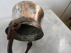 Old Copper Bucket with Iron Handle