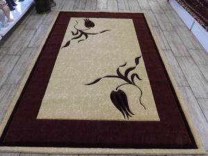 Beige & Red Color Machinemade Rug 150x234 Cm