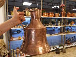 Large Hand Hammered Copper Pitcher/ Ewer