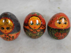 3 Handmade Wooden Russian Easter Eggs