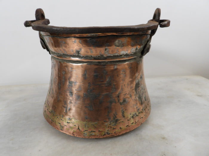 Old Copper Bucket with Iron Handle