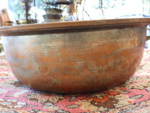 Old Large Handmade Copper Bowl
