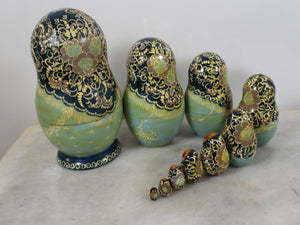 10 Pieces Green Signed Matryoshka Doll