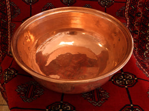 Old Handmade Large Size Copper Bowl with two Handles