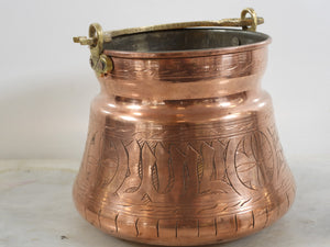 Hand Engraved Copper Bucket