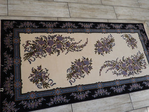 Beige &Purple Color Oriental Wool Rug