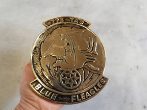 Blue Fleagles Brass Wall Plaque 773D TAS  Airlift Squadron Military USAF Air Force