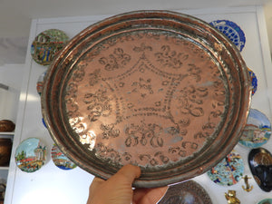 Old Handcrafted Turkish Round Tray