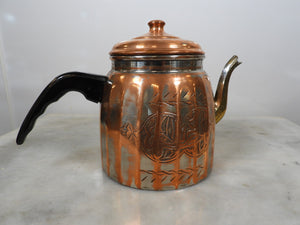 Authentic Vintage 1970s Hand-Engraved Copper Teapot
