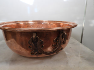 Old Handmade Large Size Copper Bowl with two Handles