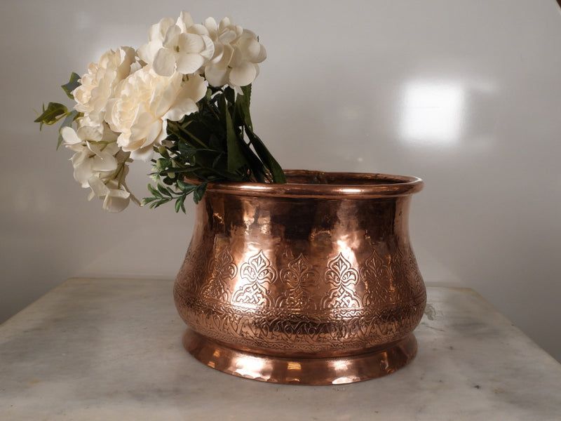 artificial plant in copper pot Handcrafted Copper Planter – Ali's Copper Shop