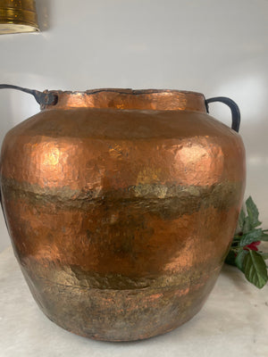 Old Copper Pot with iron handles