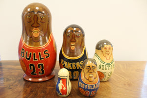 Set of of 5 Signed NBA Basketball Nesting Dolls - Ali's Copper Shop