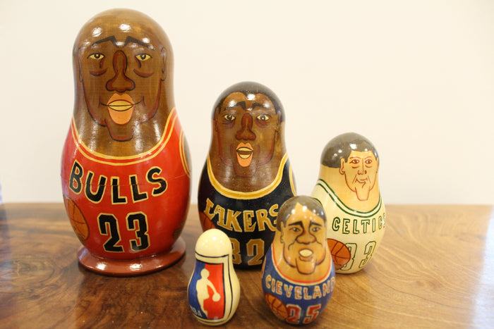 Set of of 5 Signed NBA Basketball Nesting Dolls