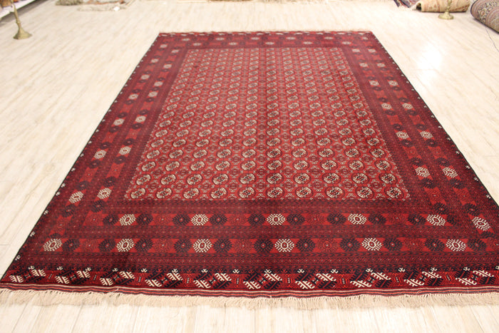 HAND KNOTTED WOOL AFGHAN  AREA RUG RED CARPET