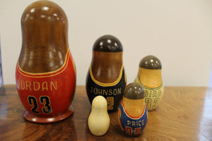 Set of of 5 Signed NBA Basketball Nesting Dolls - Ali's Copper Shop